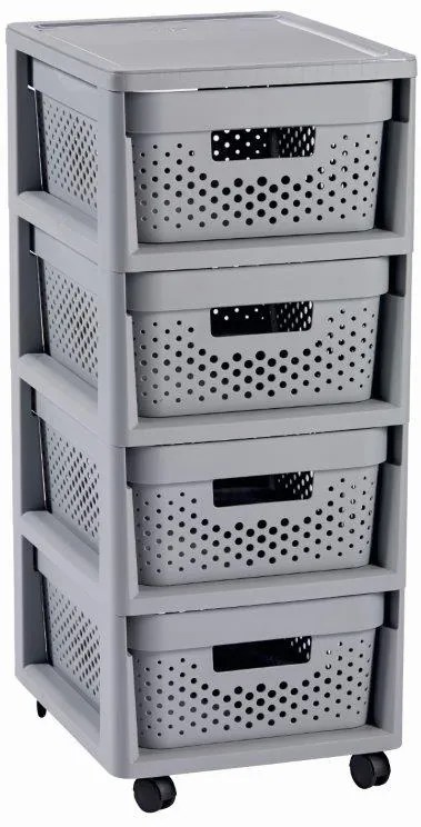 Curver Infinity Dots 4x11L fiókos polc, világos szürke