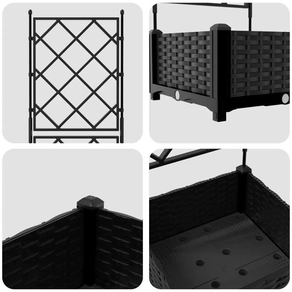 Kerti Ültetőtrellis Fekete 40x40x125,5 cm