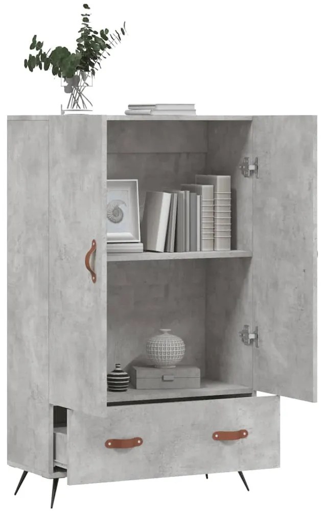 betonszürke szerelt fa magasszekrény 69,5 x 31 x 115 cm