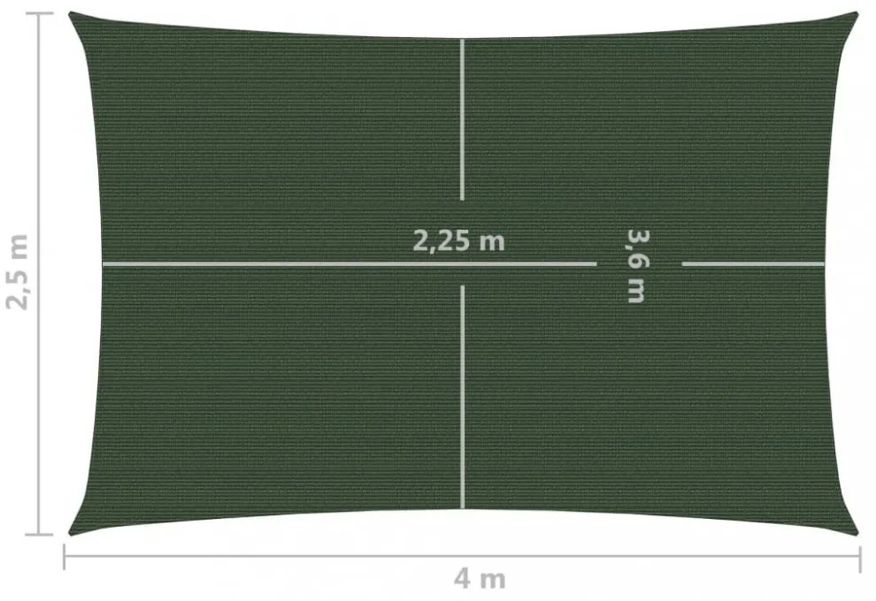 sötétzöld HDPE napvitorla 160 g/m² 2,5 x 4 m