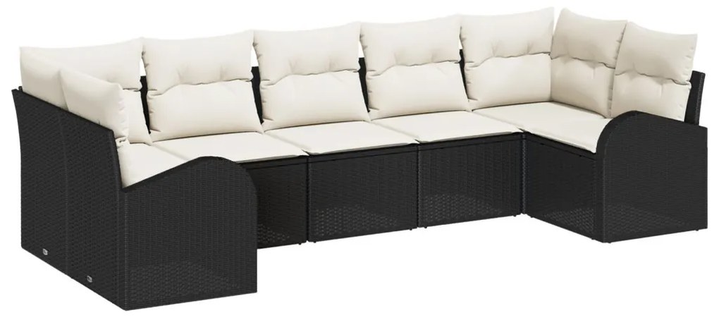 Kanapé Szett 7 pcs Fekete polirattan