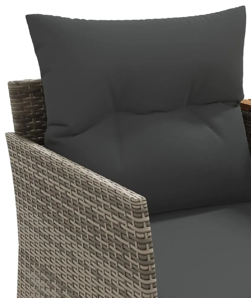 2 személyes szürke polyrattan kerti kanapé zsámolyokkal