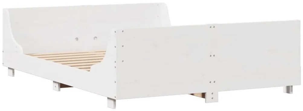 fehér tömör fa könyvespolcos ágy matrac nélkül 140 x 200 cm