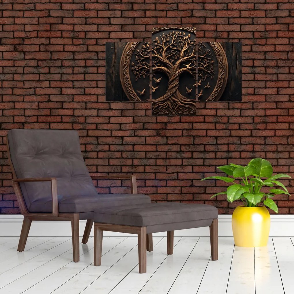 Kép – Fából készült életfa (90x60 cm)