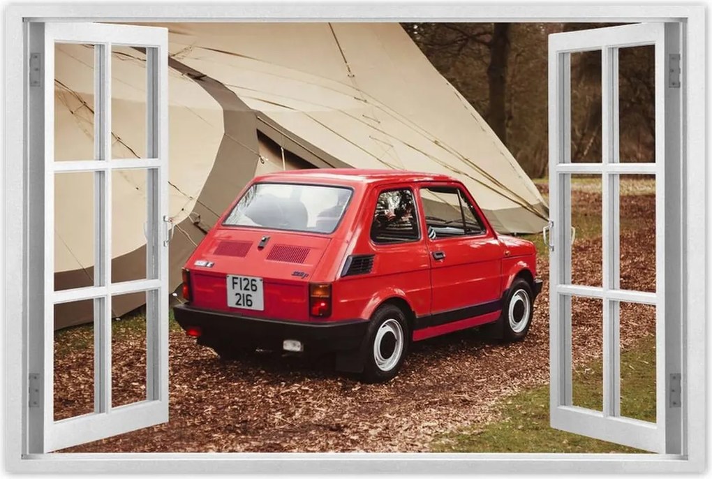 Poszterek 90x60 Piros kisautó Fiat 126p