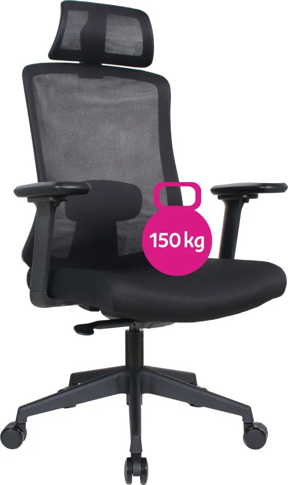 Irodai szék, fekete, teherbírás 150 kg, ROSANO