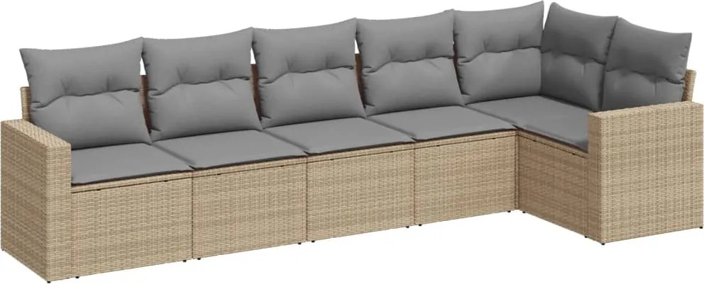 vidaXL 6 részes bézs polyrattan kerti ülőgarnitúra párnával