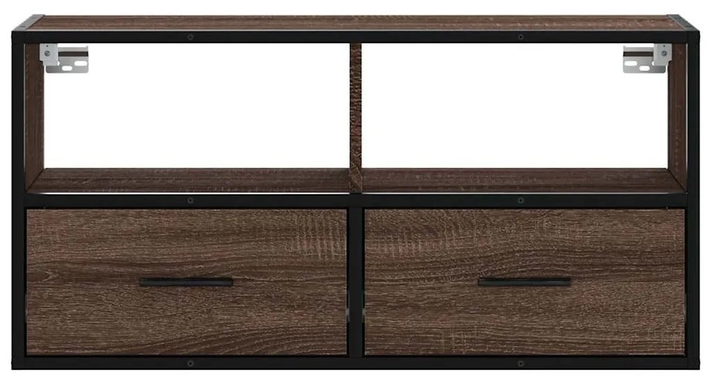 barna tölgy színű szerelt fa és fém TV-szekrény 80x31x39,5 cm