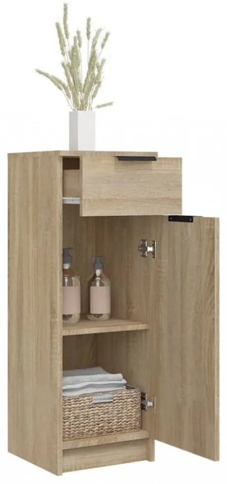 sonoma tölgy színű szerelt fa fürdőszobaszekrény 32x33,5x90 cm