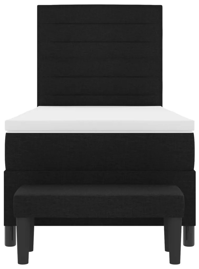 Box Spring Ágy Matraccal és Padlóval Fekete 100x200 cm Szövet