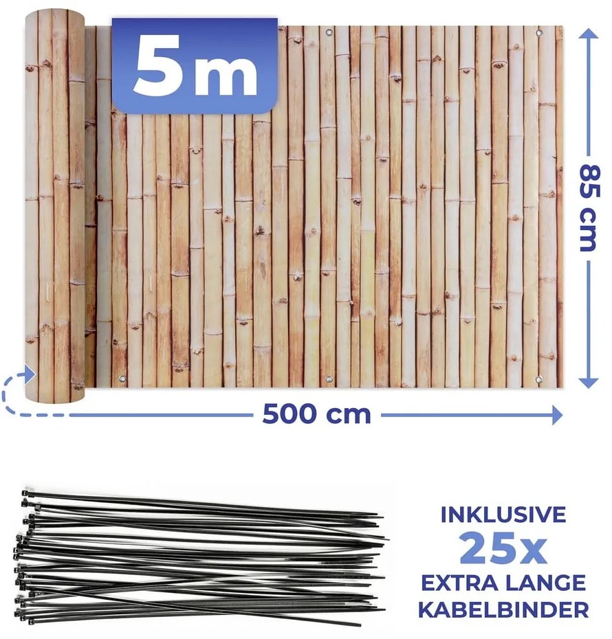 Világosbarna műanyag belátásgátló erkélyre 500x85 cm – Maximex