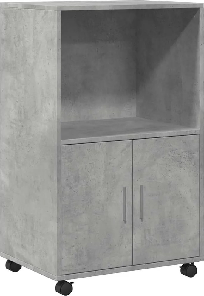 vidaXL betonszürke szerelt fa kerekes szekrény 55 x 40 x 91 cm