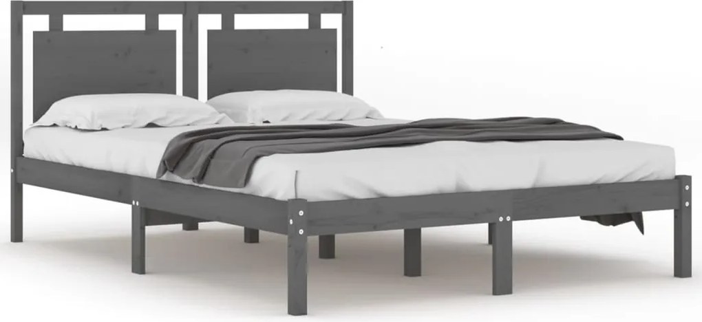vidaXL szürke tömör fa ágykeret 200 x 200 cm