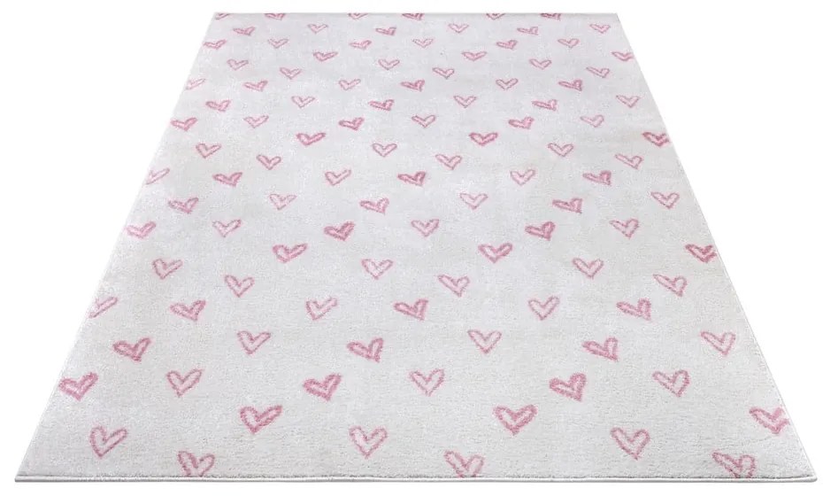 Fehér-rózsaszín gyerek szőnyeg 120x170 cm Hearts – Hanse Home