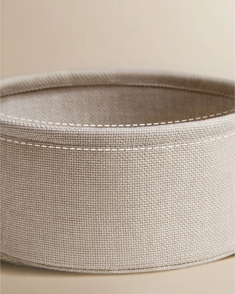 Dohányzóasztal, kerek, tárolóval, modern stílusú, fehér és világos barna, 80 cm