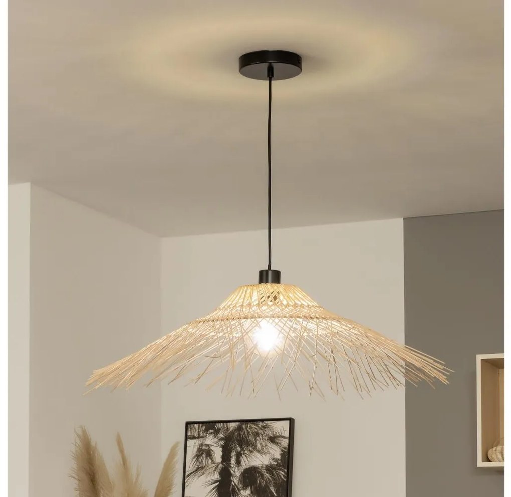 Brilagi - CERIA BOHO LED csillár zsinóron 1xE27/40W/230V átm. 70 cm bambusz