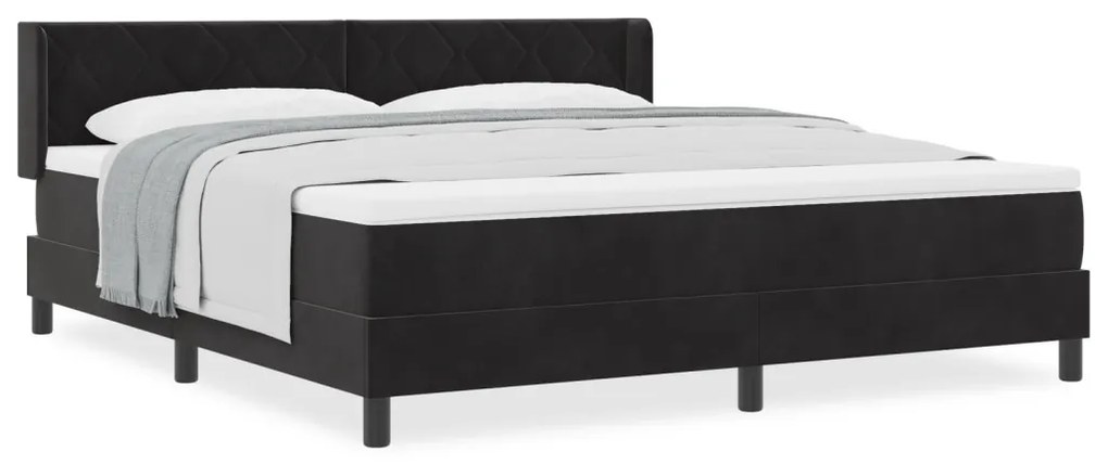 Boxspring Ágy MATRAC-kal Fekete 180x200 cm Bársony