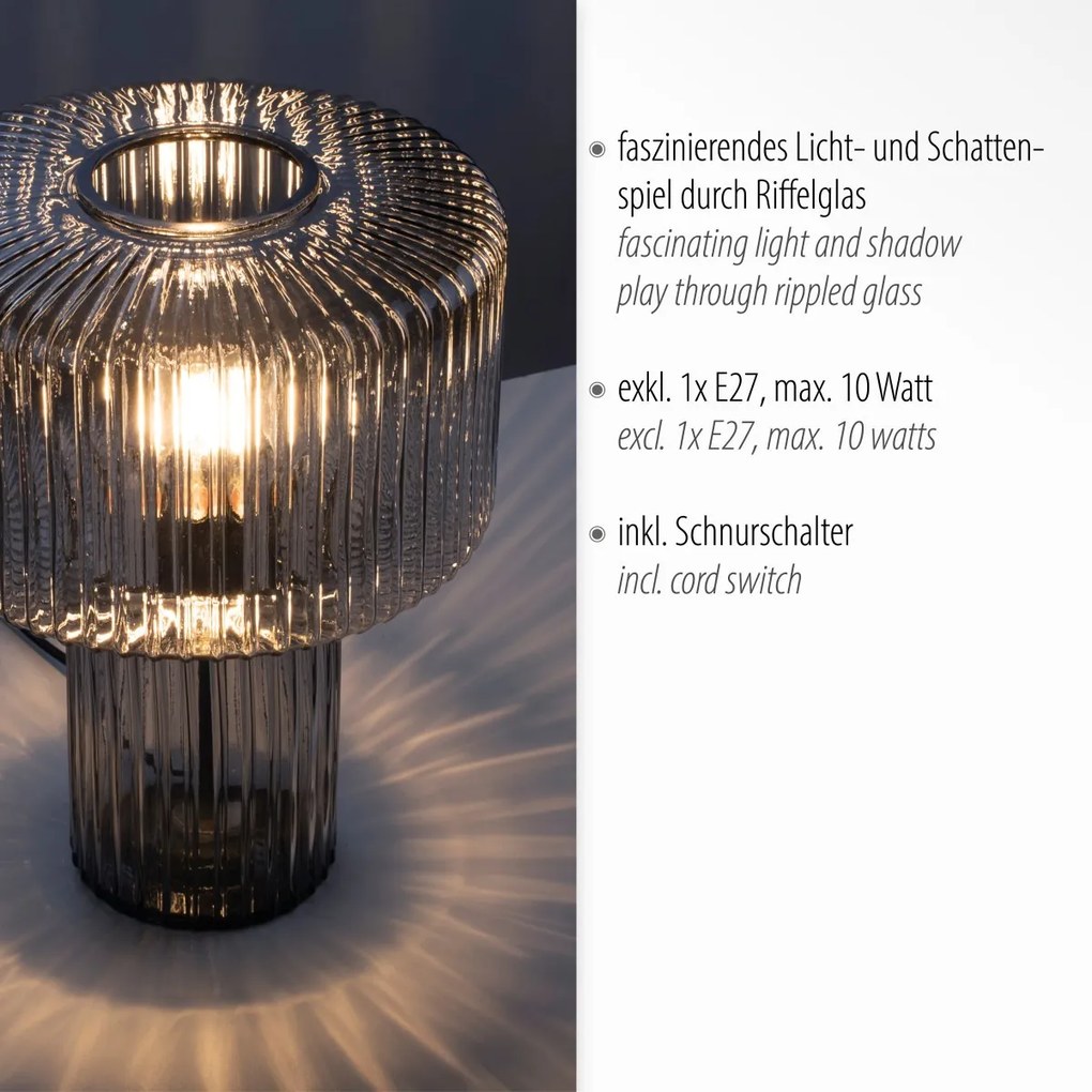 Paul Neuhaus modern asztali lámpa fungus füstös pln4092-25