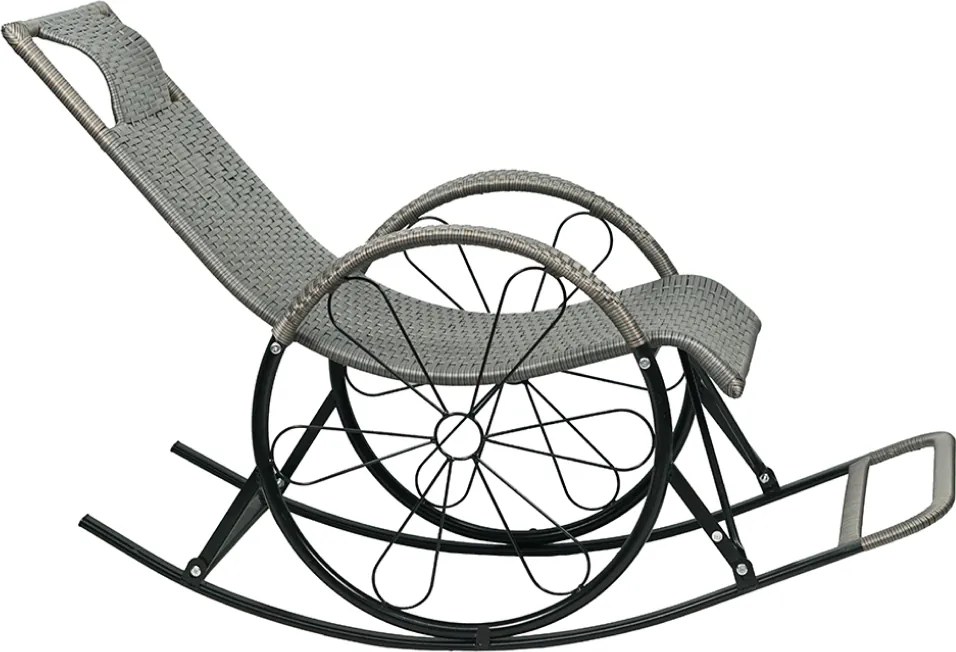 Hintaszék, rattan/fém, szürke, ROKIN