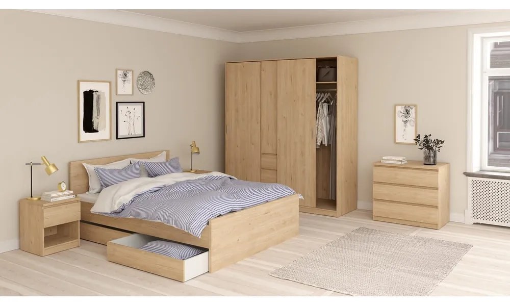 Natúr színű ágy alatti fiók szett 2 db-os 90x190-140x190 cm Naia – Tvilum