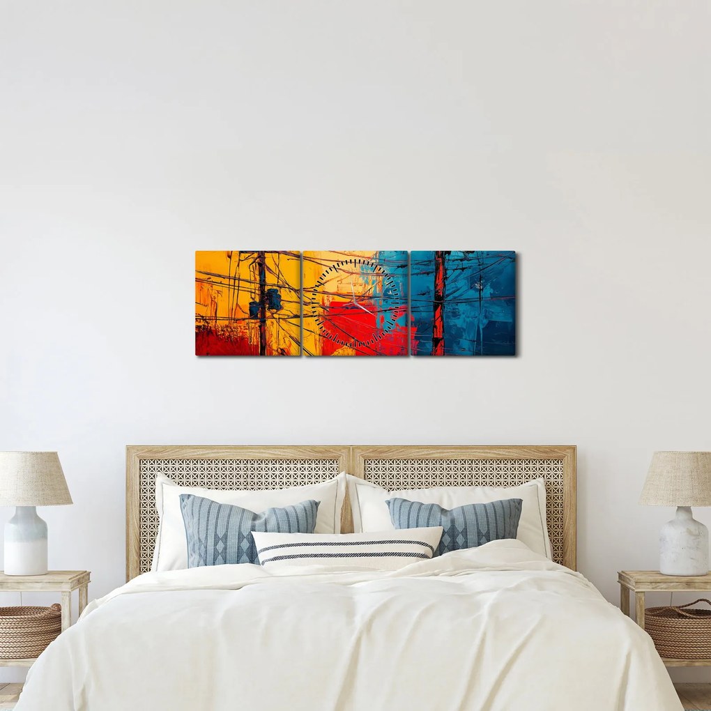 Kép - Absztrakt elektromos vezetékek (órával) (90x30 cm)