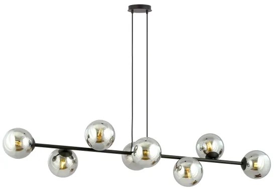 Csillár zsinóron ROSSI 8xE14/10W/230V fekete/szürke