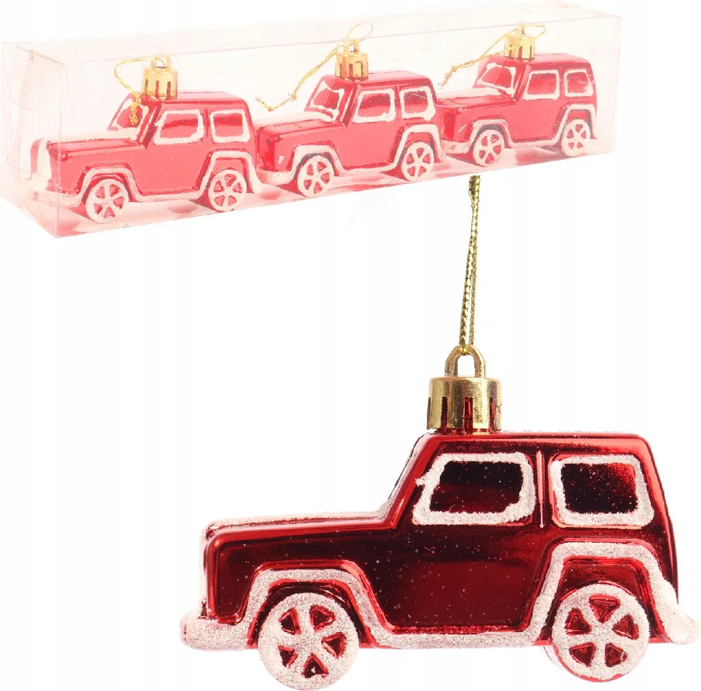 Karácsonyfa Bombák autók autó piros 8cm 3x Goliat