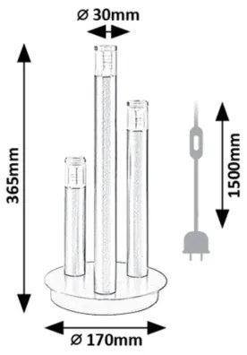 Rabalux 74365 - Asztali lámpa RAMIRA 3xG9/5W/230V fekete