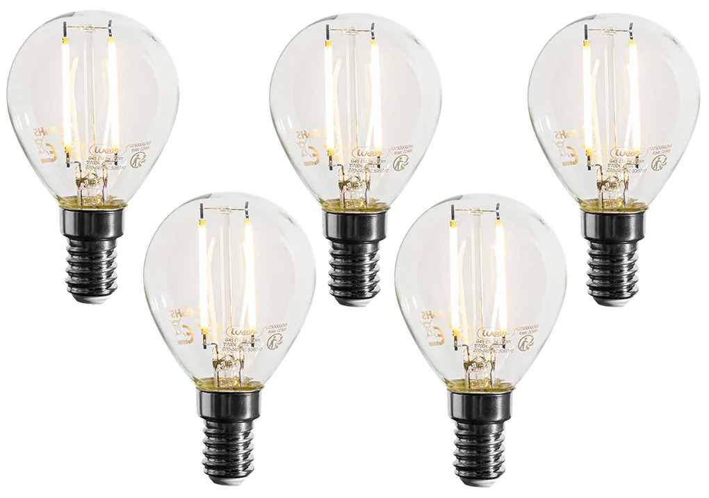 5 darabos E14 szabályozható LED izzó P45 átlátszó 3W 250 lm 2700K