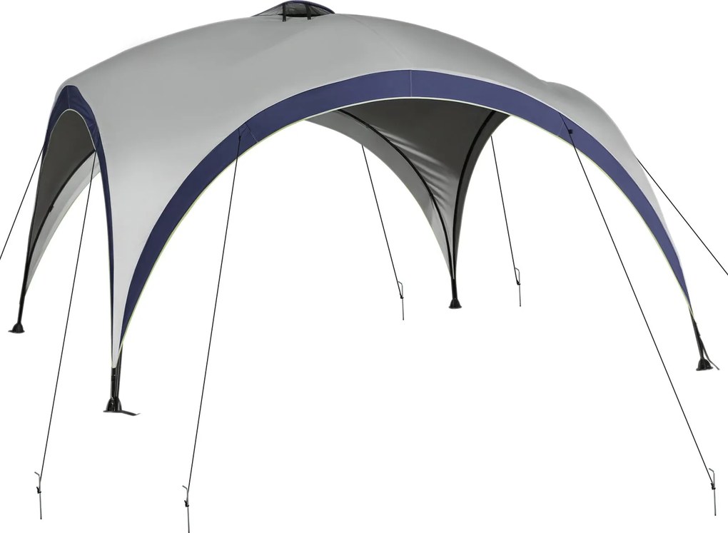 Outsunny Kerti Sátor Kert Színpad Party Sátor Napvédelem Időjárásálló Fém Oszlop + Poliészter Krémfehér + Kék 4 x 4 x 2,5 m | Aosom