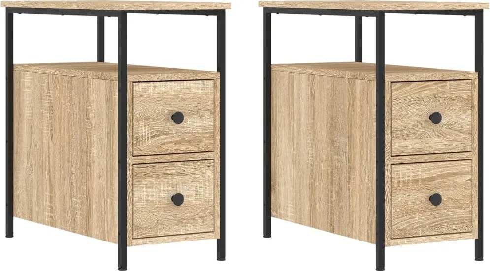vidaXL 2 db sonoma tölgy színű szerelt fa éjjeliszekrény 30x60x60 cm