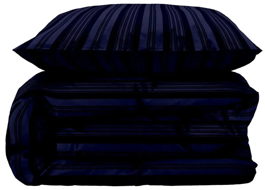 Sötétkék egyszemélyes hosszabbított damaszt ágyneműhuzat 140x220 cm Noble – Södahl