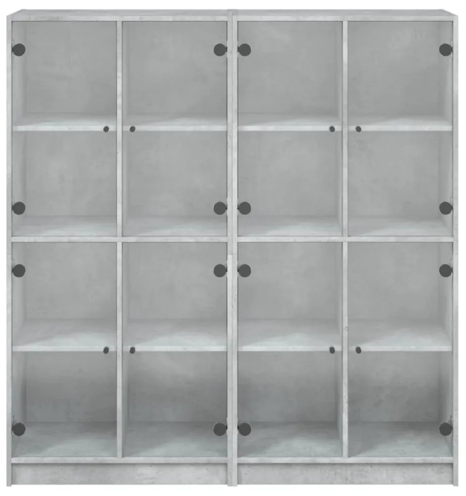 betonszürke szerelt fa könyvespolc ajtókkal 136 x 37 x 142 cm