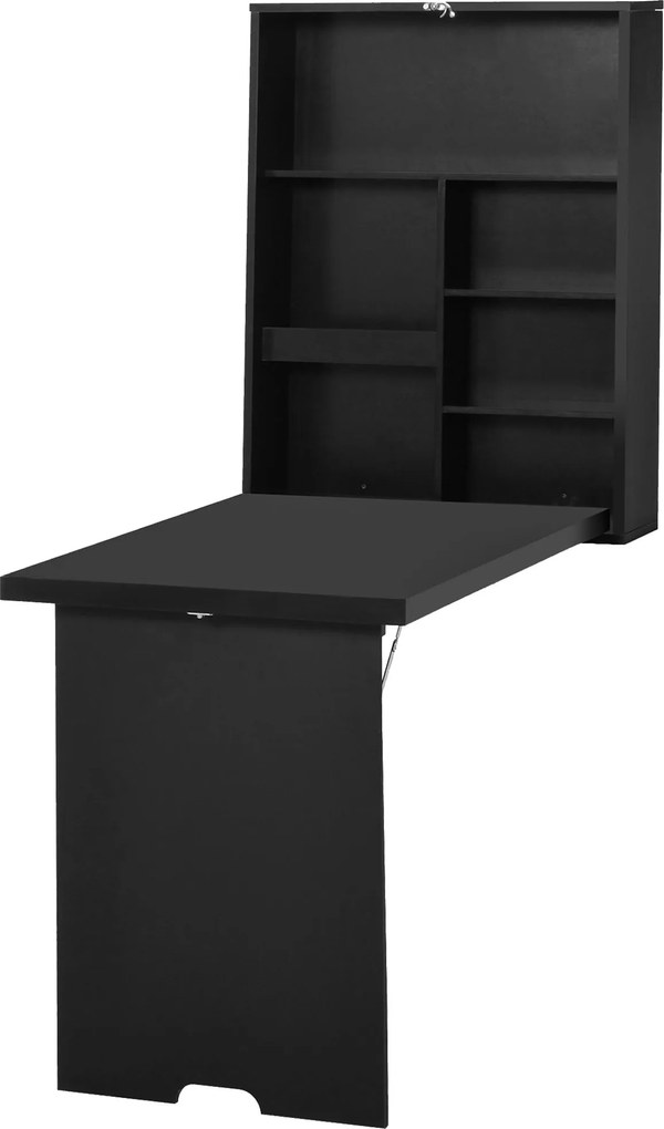 HOMCOM Fali Asztal Fali Hajtható Asztal Összecsukható Íróasztal Krétatábla Fekete 60 x 94.5 x 147 cm | Aosom