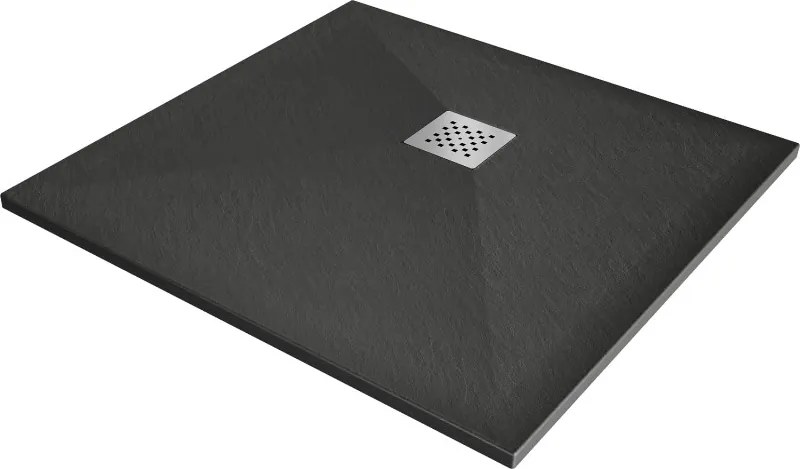 Mexen Stone+ 90 x 90 cm-es négyszögletes kompozit zuhanytálca, antracit - 44719090