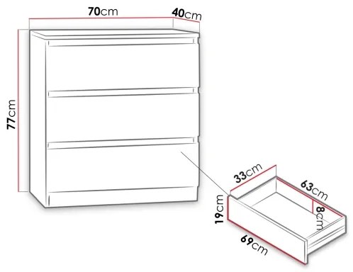 Szekrény MALWA 77x70 cm fekete