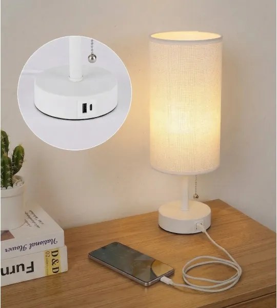 BRILAGI - USB-portos asztali lámpa TABLON 1xE27/25W/230V fehér