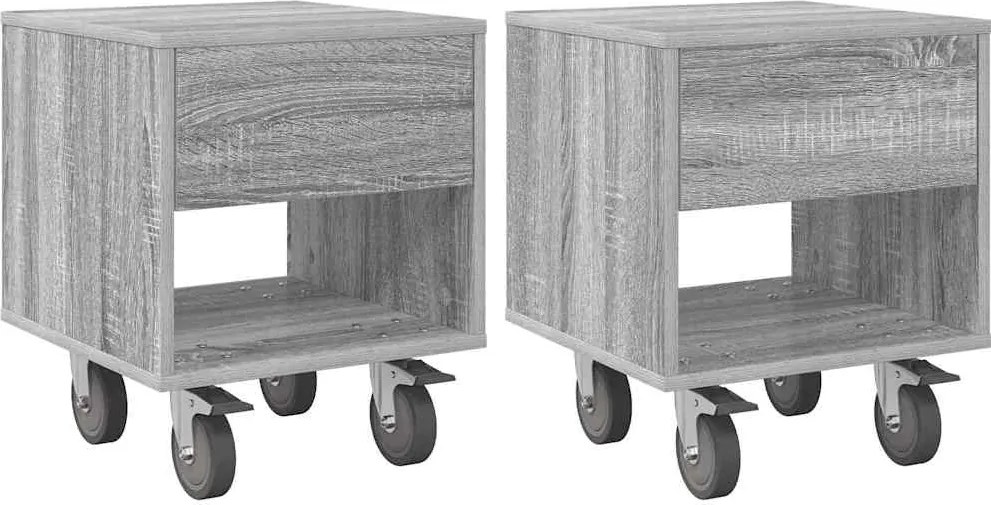 vidaXL Éjjeli asztal 2 pcs Szürke Sonoma 40,5 x 40 x 48 cm Faanyag