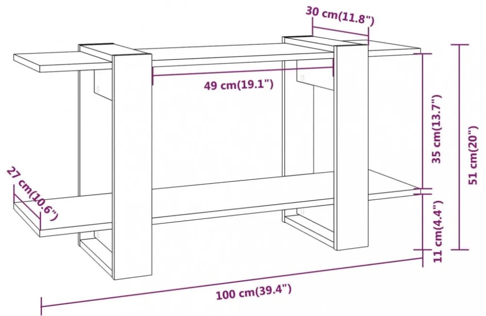 fekete szerelt fa könyvszekrény 100 x 30 x 51 cm