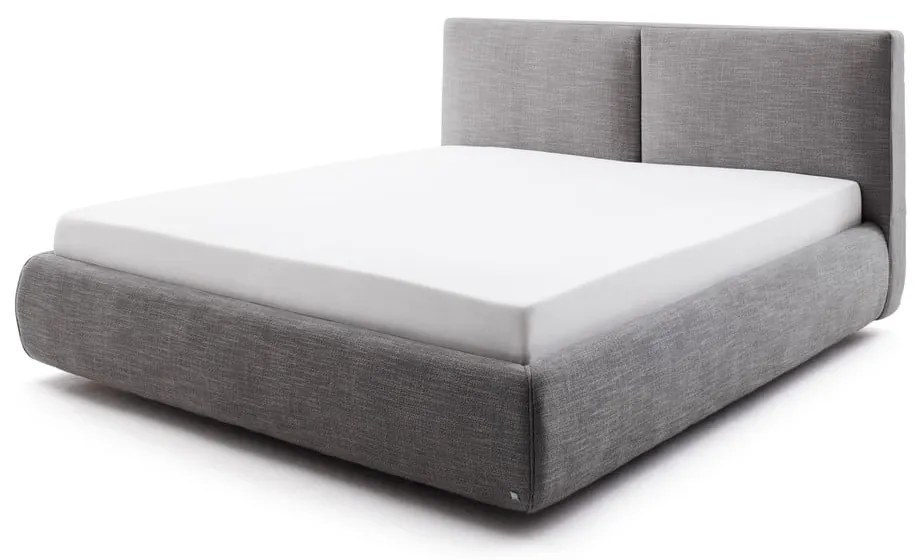 Sötétszürke kárpitozott ágyneműtartós franciaágy ágyráccsal 180x200 cm Atesio – Meise Möbel