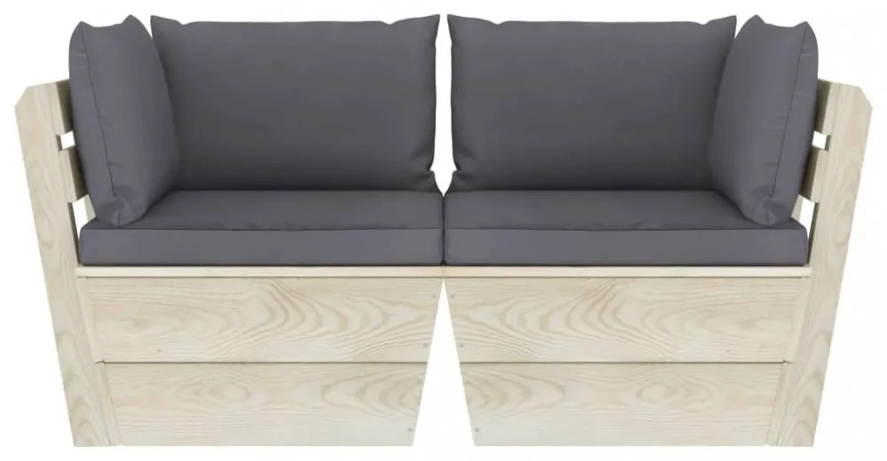 kétszemélyes lucfenyő kerti raklapkanapé párnákkal