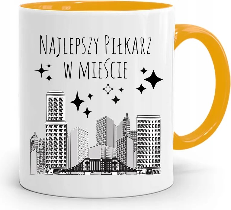 Sárga Bögre Labdarúgóknak A Legjobb A Városban fényképes nyomattal