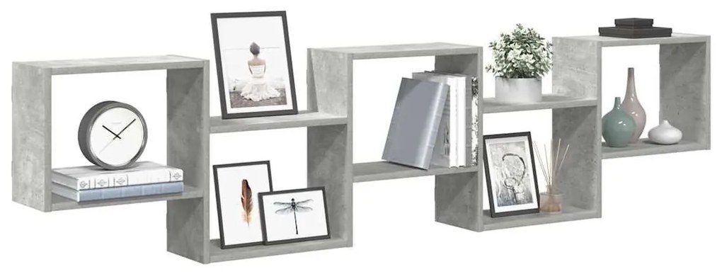 betonszürke szerelt fa fali kockapolc 5 rekeszes színű