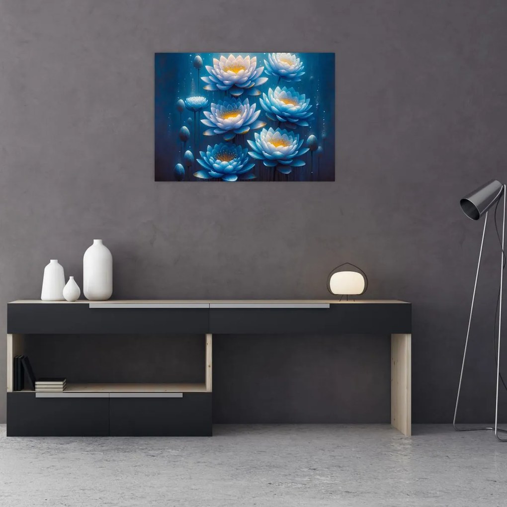 Üveg kép - Tavirózsák a víz alatt (70x50 cm)