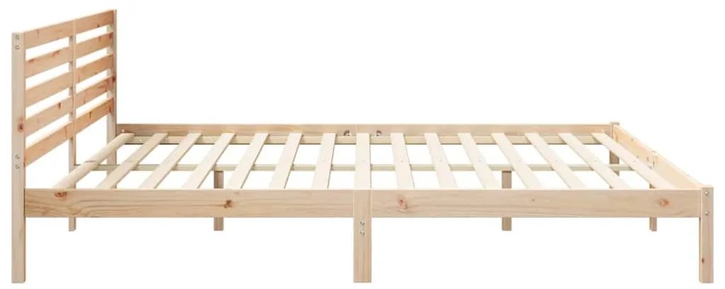 Ágykeret fejtámlával Barna 200 x 210 cm Tömör fenyőfa