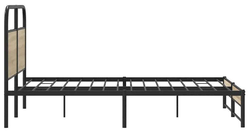 ágykeret matrac nélkül 120x200 cm füstölt tölgy fűrészelt fa