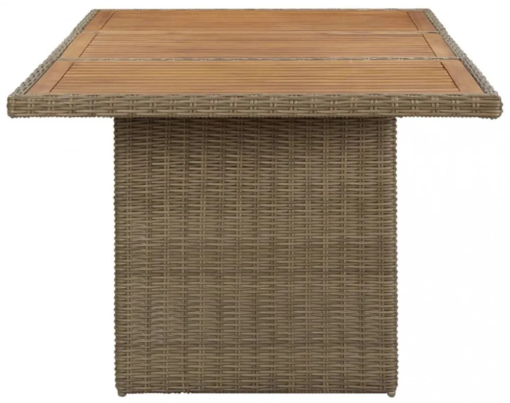 barna polyrattan kerti étkezőasztal 200 x 100 x 74 cm