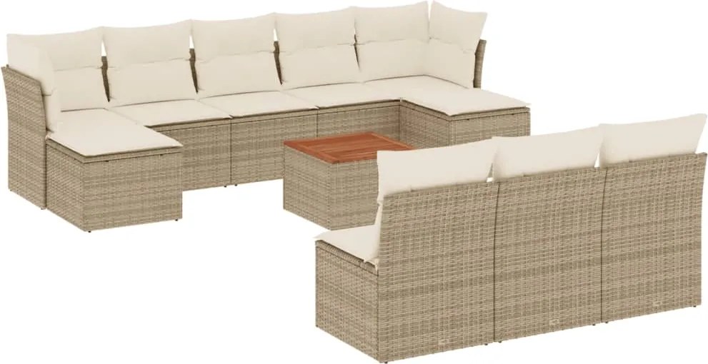 vidaXL 11 részes bézs polyrattan kerti ülőgarnitúra párnákkal