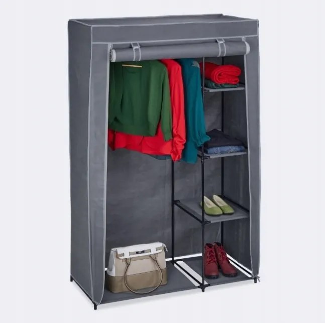 Relaxdays gardróbszekrény 105,5 x 161 x 45 cm szürke árnyalatok