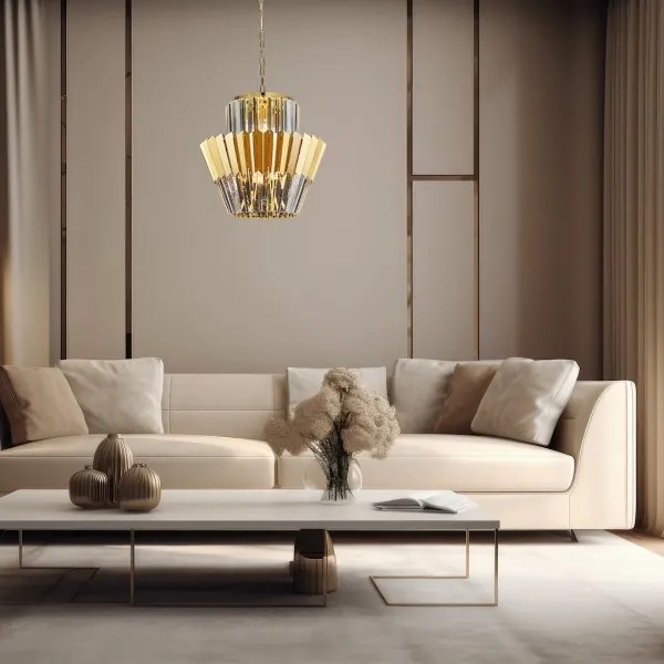 Csillár láncon DONNA 9xE14/40W/230V átm. 45 cm arany